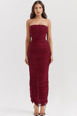 Sapphire Wine Gathered Maxi Dress