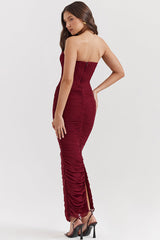 Sapphire Wine Gathered Maxi Dress