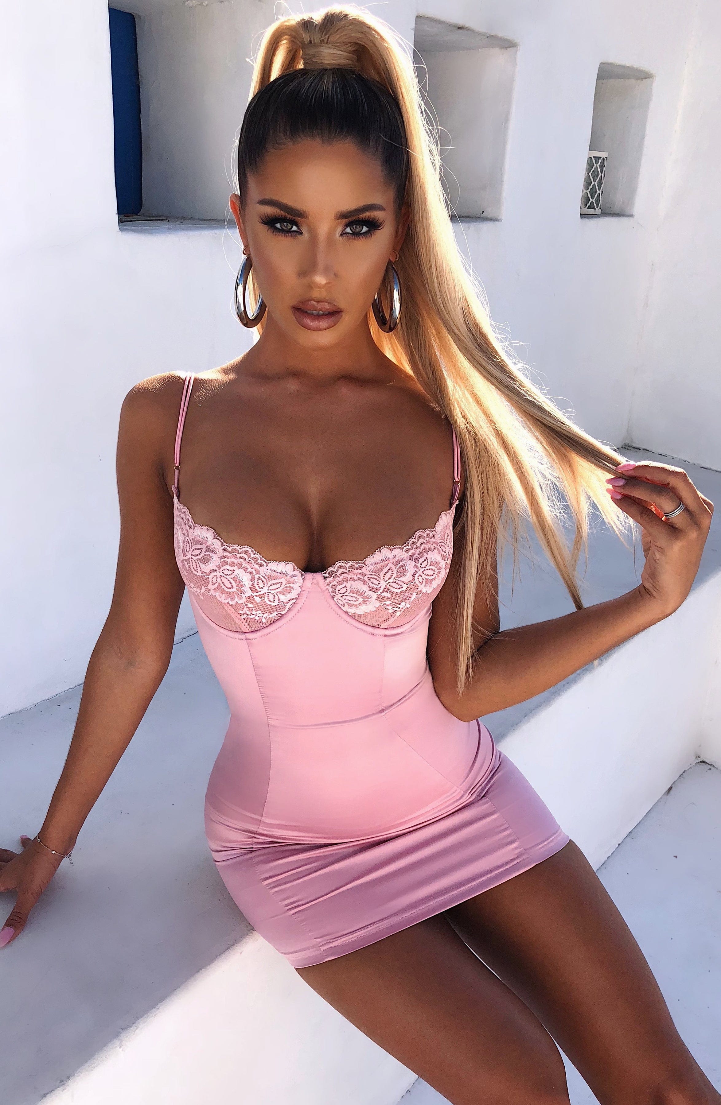Chantel Mini Dress - Baby Pink
